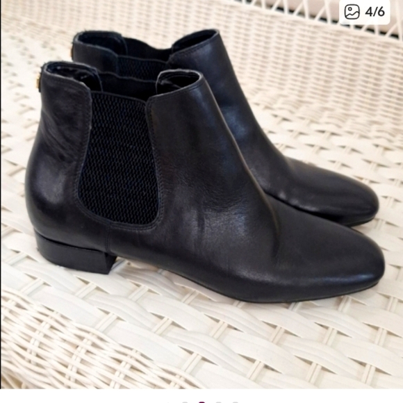 KARL LAGERFELD Black Leather Ankle Boots Size 8 - Picture 1 of 1